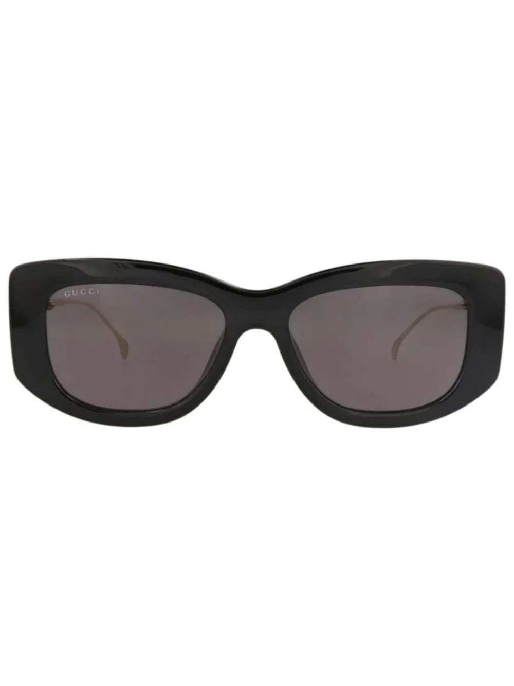 New Gucci Women's Sunglasses Square Rectangle Injection Frame Black Gold Grey